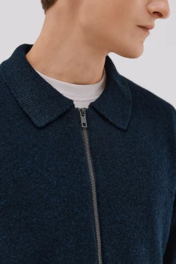 Cortefiel Camisolas-Malha texturizada com fecho de zíper Azul