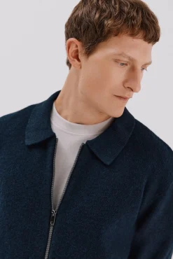 Cortefiel Camisolas-Malha texturizada com fecho de zíper Azul