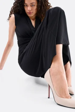 Cuplé Macacões-Malha tricotado com nó Preto