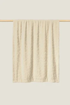 Textura Cobertores-Manta de lã com polar de estrela bege