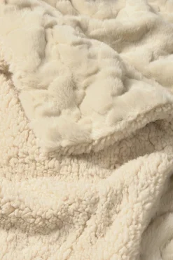 Textura Cobertores-Manta de lã com polar de estrela bege