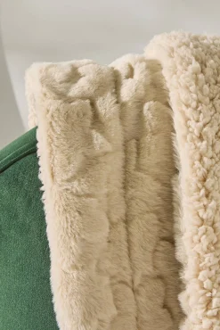 Textura Cobertores-Manta de lã com polar de estrela bege