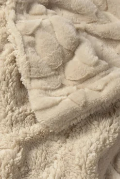 Textura Cobertores-Manta de polar com flores bege