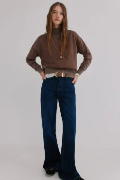 Hoss Intropia Sweatshirts-Manuela. Sweatshirt com efeito lavado Castanho