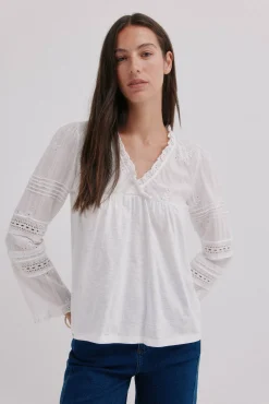 Hoss Intropia T-Shirts-Marina. T-shirt bordada Branco