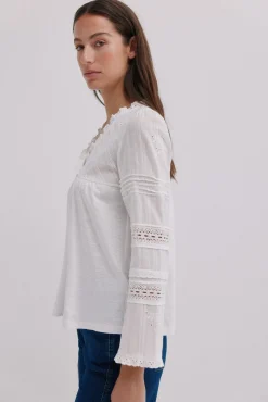 Hoss Intropia T-Shirts-Marina. T-shirt bordada Branco