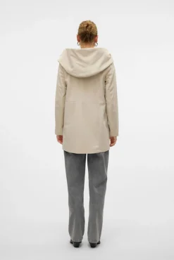 Vero Moda Sobretudos|Casacos-Medidas do sobretudo efeito neoprene Tostado