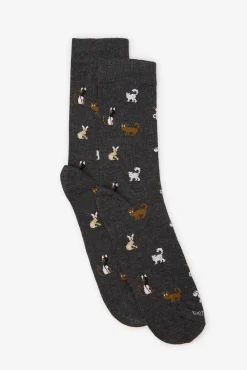 Cortefiel Meias-Meia com desenho de gato Cinzento