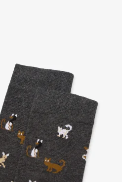 Cortefiel Meias-Meia com desenho de gato Cinzento