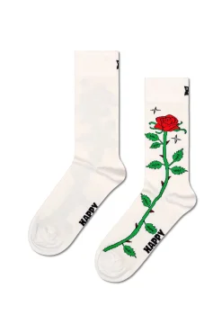 Happy Socks Meias-Meia com rosa branco