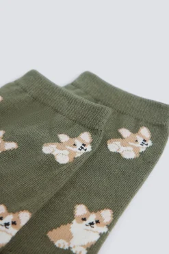 Springfield Meias-Meia de lebre longa Caqui escuro