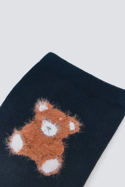 Springfield Meias-Meia de urso de tecido felpudo preto