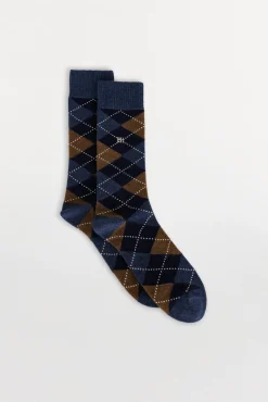 Pedro del Hierro Meias-Meia lã losangos Azul