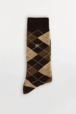 Pedro del Hierro Meias-Meia lã losangos Marrom