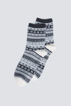 Springfield Meias-Meia longa jacquard com bordas cinzento