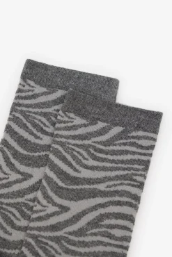 Cortefiel Meias-Meia zebra longa Cinzento