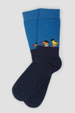 Besocks Meias|Meias-Meias altas da Vila Sésamo em algodão orgânico azul