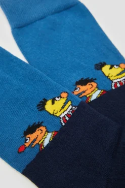 Besocks Meias|Meias-Meias altas da Vila Sésamo em algodão orgânico azul