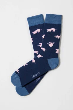 Besocks Meias-Meias altas de algodão orgânico cor -marinho azul