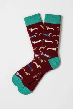 Besocks Meias-Meias altas de algodão orgânico em cor granate estampado