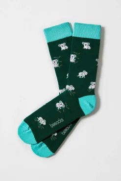 Besocks Meias-Meias altas de algodão orgânico em cor verde