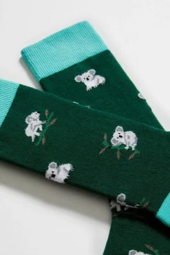 Besocks Meias-Meias altas de algodão orgânico em cor verde