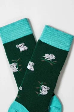 Besocks Meias-Meias altas de algodão orgânico em cor verde