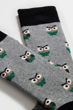 Besocks Meias-Meias altas de algodão orgânico em cor cinzenta cinzento