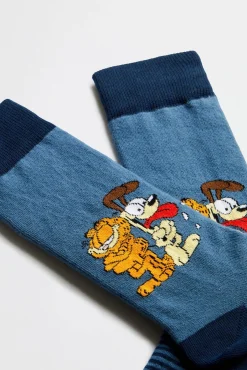 Besocks Meias|Meias-Meias altas Garfield em algodão orgânico na cor azul