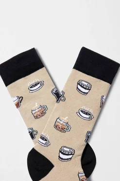 Besocks Meias|Meias-Meias altas Meias em algodão orgânico café bege