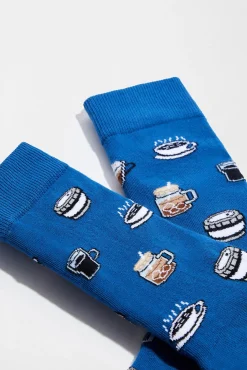 Besocks Meias|Meias-Meias altas Meias em algodão orgânico café azul