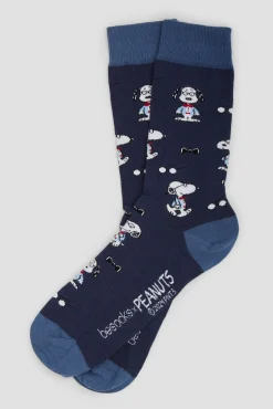 Besocks Meias|Meias-Meias altas Snoopy azuis de algodão orgânico azul