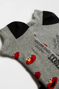 Besocks Meias|Meias-Meias meias de algodão orgânico da Vila Sésamo cinzento