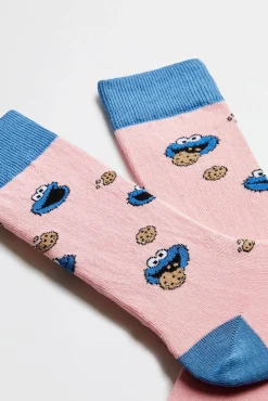 Besocks Meias|Meias-Meias de algodão orgânico até o meias da Vila Sésamo rosa