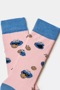 Besocks Meias|Meias-Meias de algodão orgânico até o meias da Vila Sésamo rosa