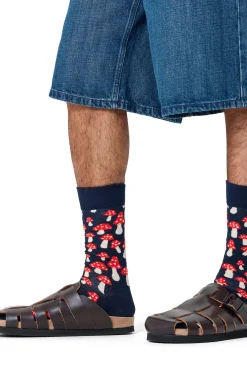 Happy Socks Meias|Meias-Meias Cogumelo Unissex azul