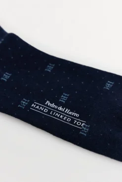 Pedro del Hierro Meias-Meias com logotipo esportivo Azul