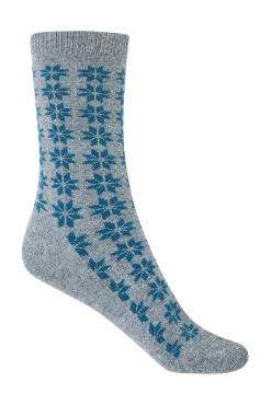 Punto Blanco Meias-Meias curtas de lã de caxemira com padrão de flor de neve cinzento
