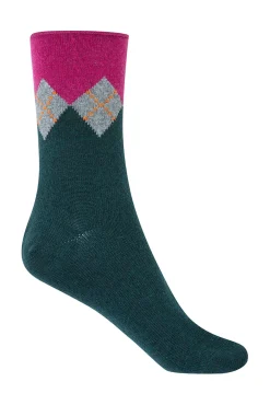 Punto Blanco Meias-Meias curtas de lã de caxemira com padrão de diamante verde