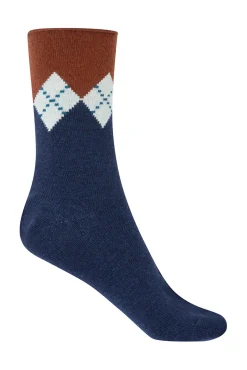 Punto Blanco Meias-Meias curtas de lã de caxemira com padrão de diamante azul