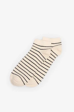 Cortefiel Meias-Meias curtas listradas Ecru