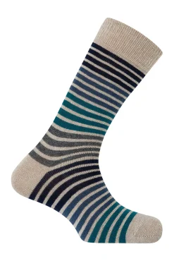 Punto Blanco Meias-Meias curtas riscas de lã e caxemira cru