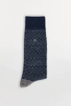 Pedro del Hierro Meias-Meias de lã com motivos gregos Azul