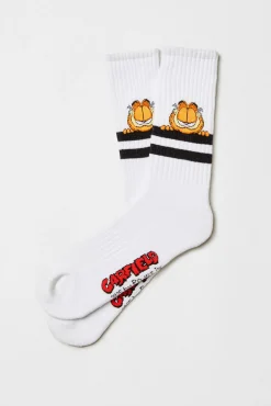 Besocks Meias|Meias-Meias esportivas altas Garfield feitas de algodão orgânico branco