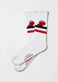 Besocks Meias|Meias-Meias esportivas de algodão orgânico até o joelho da Vila Sésamo, na cor meias branco
