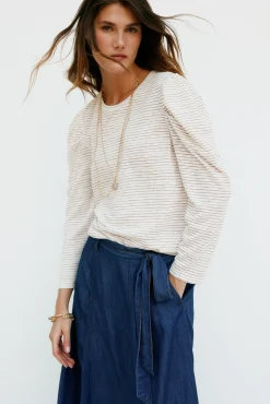 Hoss Intropia T-Shirts-Milena. Camiseta riscas Beige