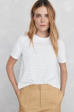 Pedro del Hierro T-Shirts-Mini camiseta cravejada Branco