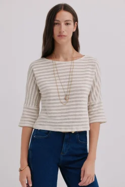 Hoss Intropia T-Shirts-Mireia. Camiseta de manga francesa Beige