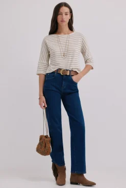 Hoss Intropia T-Shirts-Mireia. Camiseta de manga francesa Beige