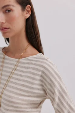 Hoss Intropia T-Shirts-Mireia. Camiseta de manga francesa Beige